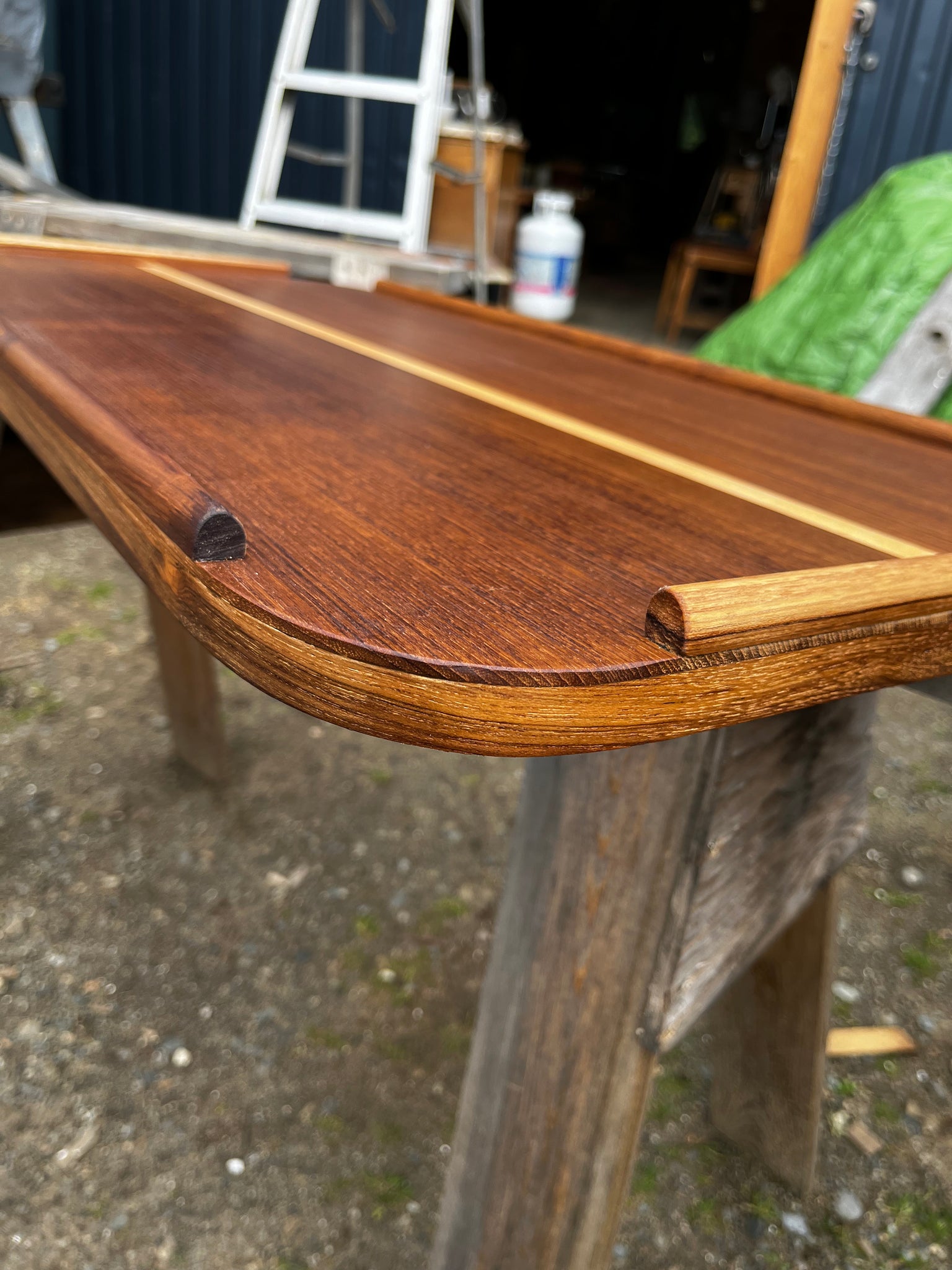 Teak & Maple Veneer Table Top